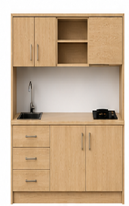 Intrahome Studio140Style13 Πολυκουζινάκι 136cm, ύψος 220cm, βάθος 50cm, sonoma - δρυς μοριοσανίδα 16mm, πάγκος 32mm, μικρή inox γούρνα αριστερά, εστία 2 ματιών δεξιά, σχέδιο Style. Intrahome-polikou6587647526