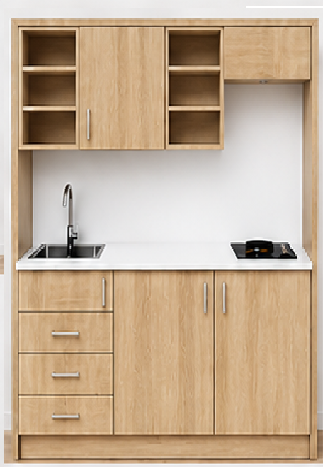 Intrahome Studio170Classic01 Πολυκουζινάκι 163cm, ύψος 220cm, βάθος 50cm, sonoma - δρυς μοριοσανίδα 16mm, πάγκος 32mm, μικρή inox γούρνα αριστερά, εστία 2 ματιών δεξιά, σχέδιο Classic. Intrahome-polikou6587648761
