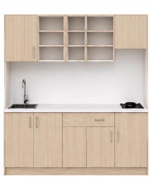 Intrahome Studio200Elite11 Πολυκουζινάκι 195cm, ύψος 220cm, βάθος 50cm, sonoma - δρυς μοριοσανίδα 16mm, πάγκος 32mm, μικρή inox γούρνα αριστερά, εστία 2 ματιών δεξιά, σχέδιο Elite. Intrahome-polikou6587651021