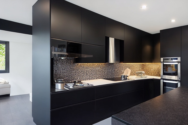 Intrahome Luna Modern 1 χρώμα Λακέ Μαύρο Ματ έπιπλα κουζίνας 10 Μέτρα συνολικα τρέχον μέτρα Intrahome-65653264