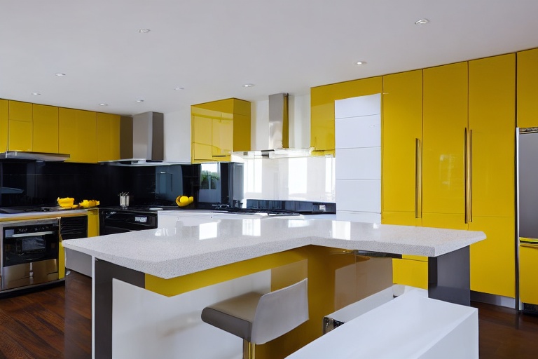 Intrahome Bianca Elegance 1 χρώμα Λακέ Μουσταρδί έπιπλα κουζίνας 10 Μέτρα συνολικα τρέχον μέτρα Intrahome-65653059