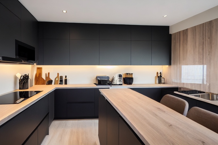 Intrahome Thalassa Design 1 χρώμα Μαύρο Ματ Πάνω & Δρυς Κάτω έπιπλα κουζίνας 10 Μέτρα συνολικα τρέχον μέτρα Intrahome-65652808