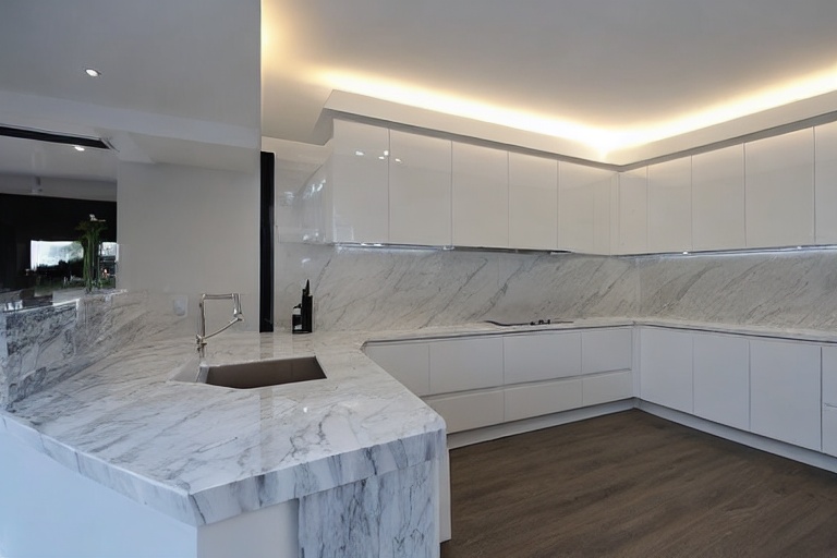 Intrahome Thalassa Lux 1 χρώμα Εφέ Λευκού Μαρμάρου έπιπλα κουζίνας 10 Μέτρα συνολικα τρέχον μέτρα Intrahome-65652793