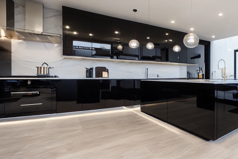 Intrahome Eterna Modern 1 χρώμα Λακέ Μαύρο Γυαλιστερό έπιπλα κουζίνας 10 Μέτρα συνολικα τρέχον μέτρα Intrahome-65652684