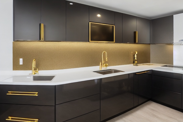 Intrahome Bella Design 1 χρώμα Χρυσό & Σκούρο Γκρι έπιπλα κουζίνας 10 Μέτρα συνολικα τρέχον μέτρα Intrahome-65652588