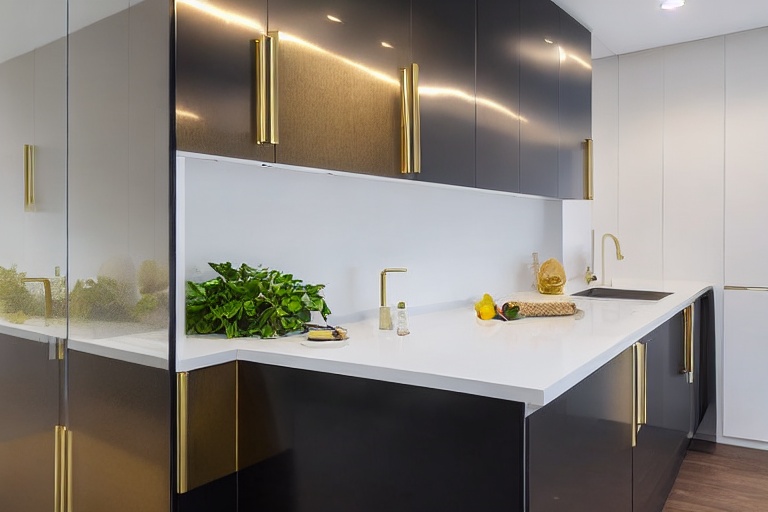 Intrahome Napoli Design 2 χρώμα Ορείχαλκος & Λευκό Λακέ έπιπλα κουζίνας 10 Μέτρα συνολικα τρέχον μέτρα Intrahome-65652328