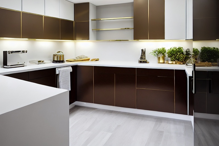 Intrahome Aria Art 2 χρώμα Ορείχαλκος & Λευκό Λακέ έπιπλα κουζίνας 10 Μέτρα συνολικα τρέχον μέτρα Intrahome-65652217