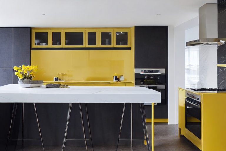 Intrahome Venezia One 2 χρώμα Λακέ Μουσταρδί έπιπλα κουζίνας 10 Μέτρα συνολικα τρέχον μέτρα Intrahome-65652035