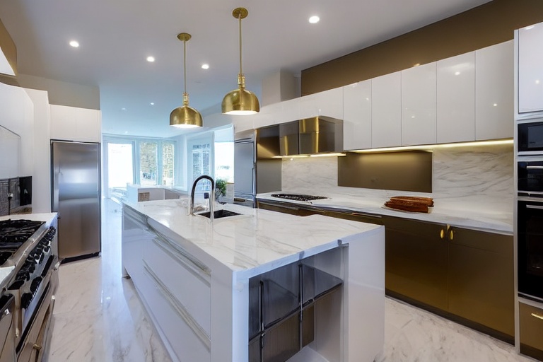 Intrahome Monaco Modern 2 χρώμα Ορείχαλκος & Λευκό Λακέ έπιπλα κουζίνας 10 Μέτρα συνολικα τρέχον μέτρα Intrahome-65651964