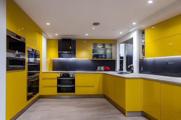 Intrahome Estia Studio 2 χρώμα Λακέ Μουσταρδί έπιπλα κουζίνας 10 Μέτρα συνολικα τρέχον μέτρα Intrahome-65651860