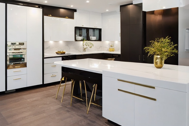 Intrahome Thalassa Modern 2 χρώμα Ορείχαλκος & Λευκό Λακέ έπιπλα κουζίνας 10 Μέτρα συνολικα τρέχον μέτρα Intrahome-65651804