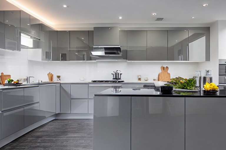Intrahome Onyx Home 2 χρώμα Λακέ Γκρι Μεσαίο έπιπλα κουζίνας 10 Μέτρα συνολικα τρέχον μέτρα Intrahome-65651487