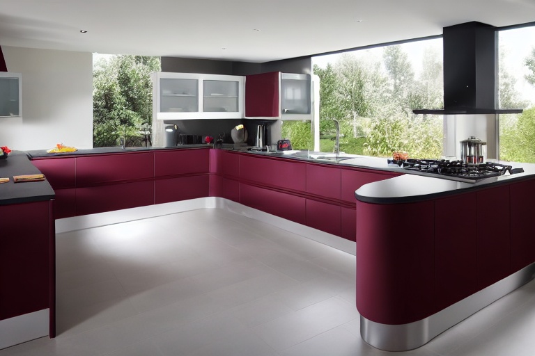 Intrahome Monaco Modern 3 χρώμα Λακέ Μπορντό έπιπλα κουζίνας 10 Μέτρα συνολικα τρέχον μέτρα Intrahome-65650964