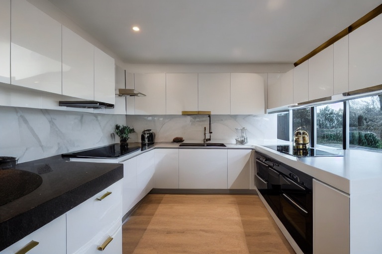 Intrahome Helios Modern 3 χρώμα Ορείχαλκος & Λευκό Λακέ έπιπλα κουζίνας 10 Μέτρα συνολικα τρέχον μέτρα Intrahome-65650944