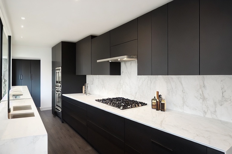 Intrahome Estia Home 3 χρώμα Μαύρο Ματ Πάνω & Δρυς Κάτω έπιπλα κουζίνας 10 Μέτρα συνολικα τρέχον μέτρα Intrahome-65650867