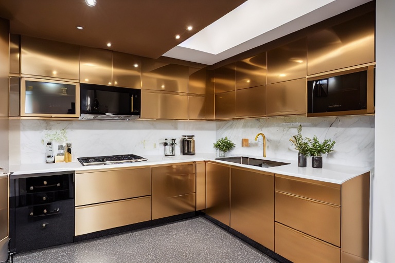 Intrahome Estia Modern 3 χρώμα Γυαλιστερό Χρυσό έπιπλα κουζίνας 10 Μέτρα συνολικα τρέχον μέτρα Intrahome-65650864