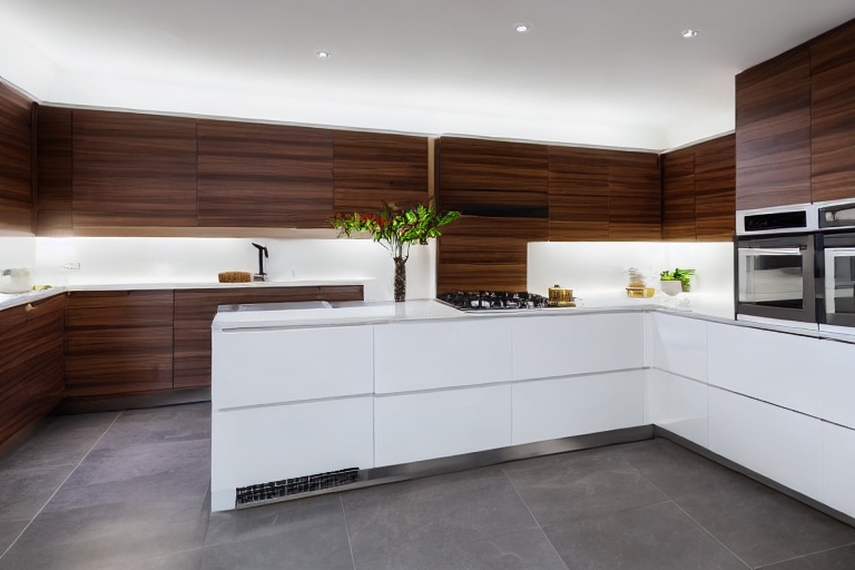 Intrahome Kyma Modern 3 χρώμα Λευκό Λακέ Πάνω & Καρυδιά Κάτω έπιπλα κουζίνας 10 Μέτρα συνολικα τρέχον μέτρα Intrahome-65650704