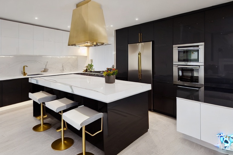 Intrahome Nova Living 4 χρώμα Ορείχαλκος & Λευκό Λακέ έπιπλα κουζίνας 10 Μέτρα συνολικα τρέχον μέτρα Intrahome-65650246