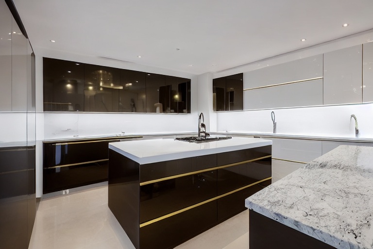 Intrahome Urban Home 4 χρώμα Ορείχαλκος & Λευκό Λακέ έπιπλα κουζίνας 10 Μέτρα συνολικα τρέχον μέτρα Intrahome-65650167