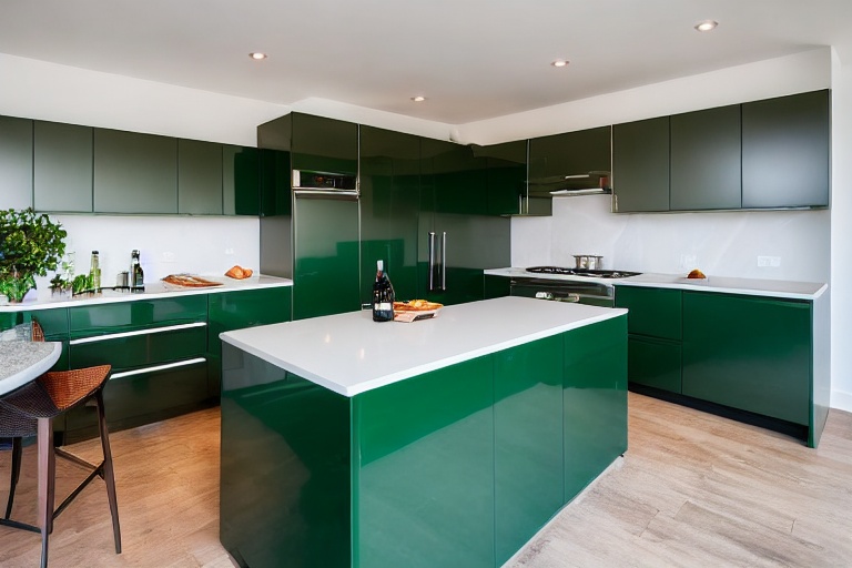 Intrahome Bianca Modern 4 χρώμα Λακέ Πράσινο Δάσους έπιπλα κουζίνας 10 Μέτρα συνολικα τρέχον μέτρα Intrahome-65650064