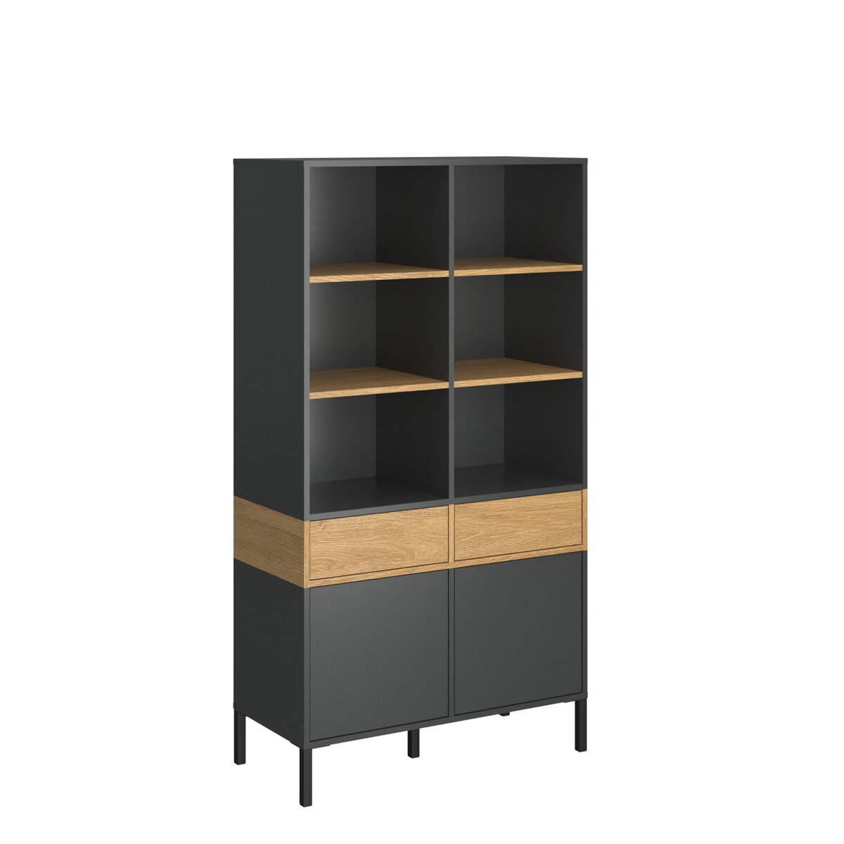 Omarket Ραφιέρα Beril 2D2S Ανθρακί-Χρυσό Δρυς 100x42x170cm | P0261-V03 Omarket-AI89276042-2