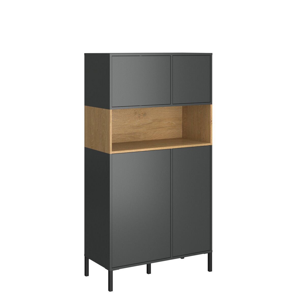 Omarket Ραφιέρα Beril Ανθρακί-Χρυσό Δρυς 100x42x170cm | P0262-V03 Omarket-AI89276043-2