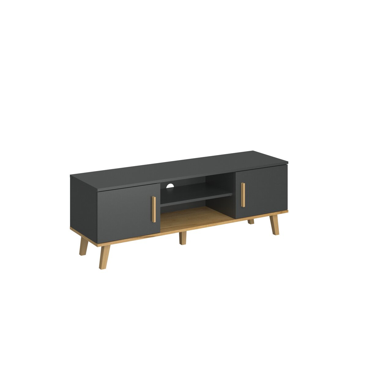 Omarket Έπιπλο TV Victoria Decor Ανθρακί-Χρυσό Δρυς 138x40x48.6cm | P0338-V01 Omarket-AI89276119