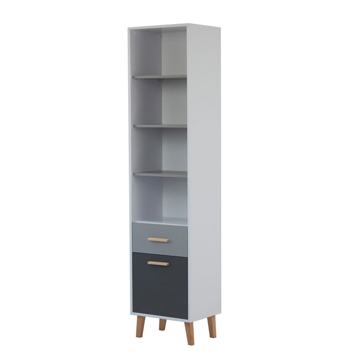 Omarket Βιβλιοθήκη Olivia Space Λευκό-Γραφίτη-Γκρι 91.8x36x199cm | P0257-V10 Omarket-AI89276038-9