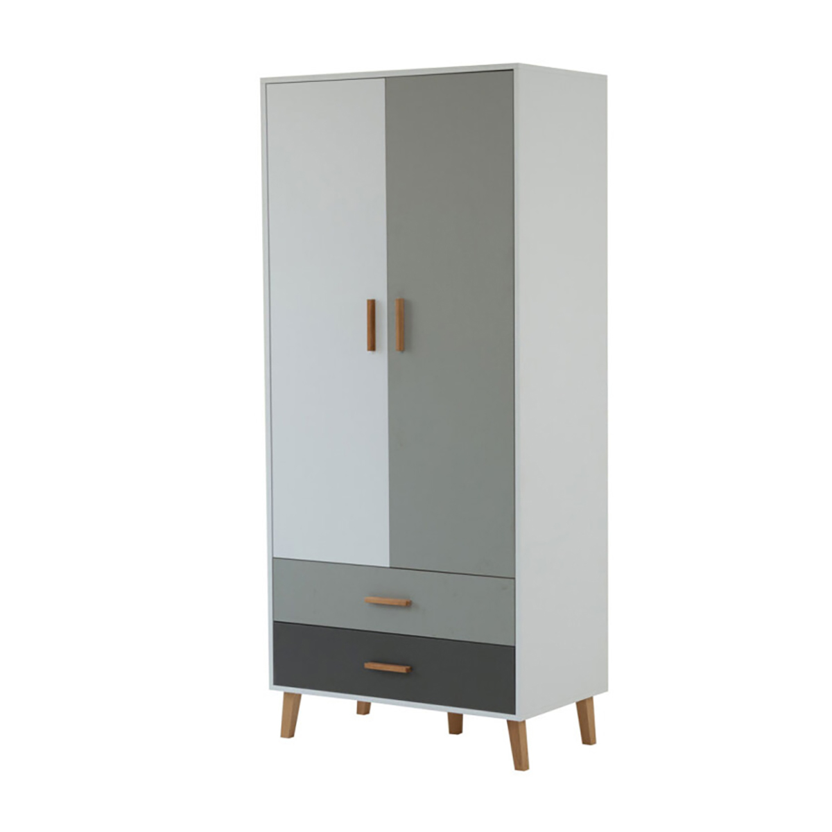Intrahome Ντουλάπα Bellanova Decor 2D2S Λευκό-Γραφίτη-Γκρι 135x50x199cm | P0038-V10 Intrahome-AI89275819-9
