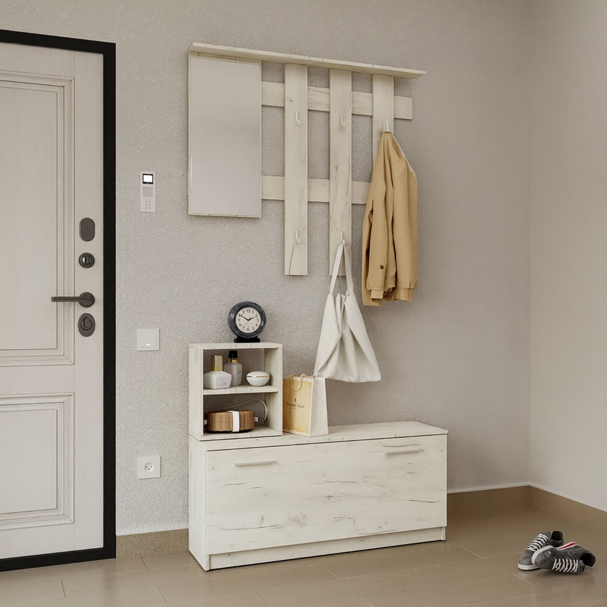 Omarket Σετ Εισόδου Reno-S Λευκό 110x32x200cm | P0106-V03 Omarket-AI89275887-2