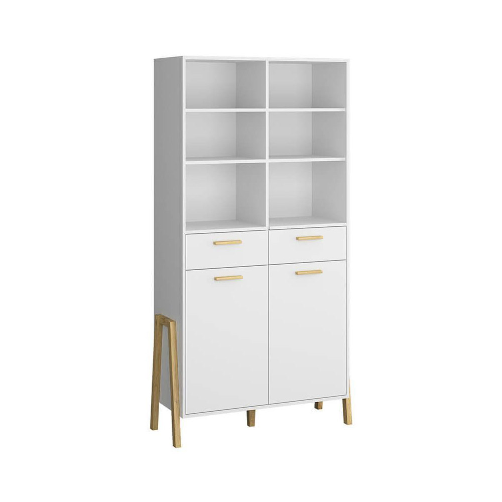 Omarket Βιβλιοθήκη Belle Λευκό 102.5x41x197cm | P0242-V01 Omarket-AI89276023