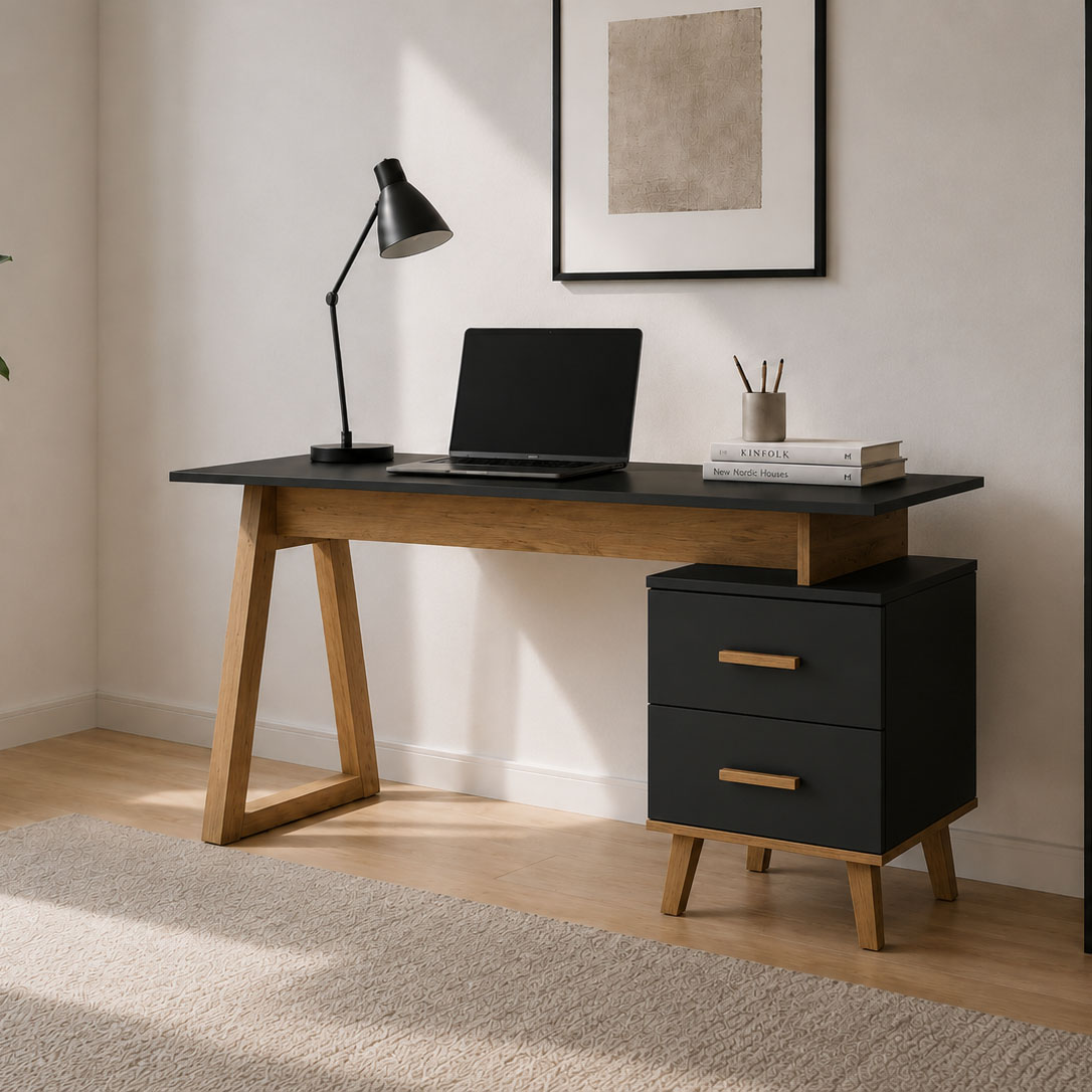 Intrahome Σύνθεση Γραφείου Bellanova Edition Set 2 (Σετ 2τμχ) Ανθρακί-Χρυσό Δρυς | P0034-V10 Intrahome-AI89275815-9
