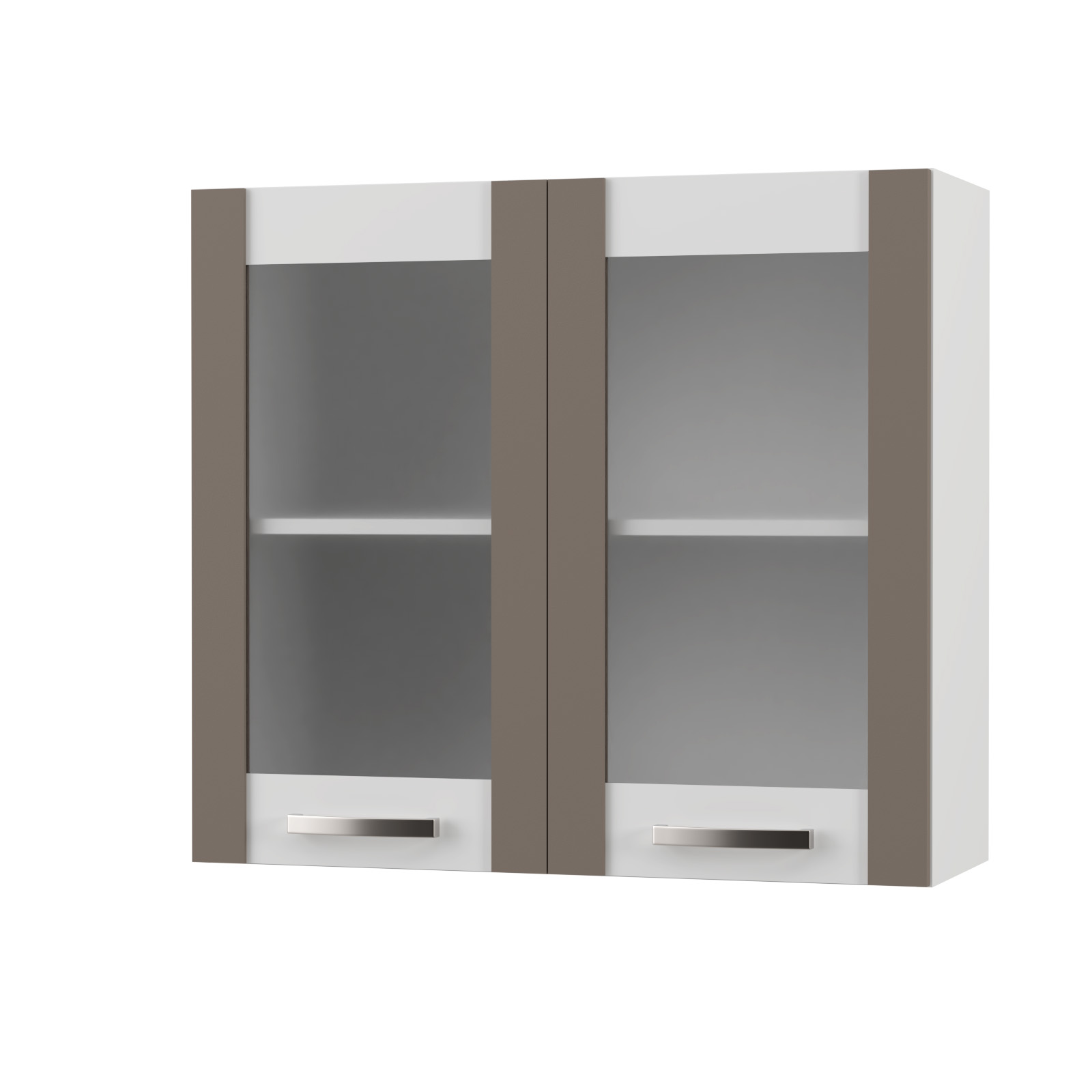Intrahome CHARLOTΤE Πάνω Ντουλάπι Με Τζάμι 125x30.5x71.8εκ με μεταλλικά χερούλια Μόκα | P0564-V10 Intrahome-AI89276368-9