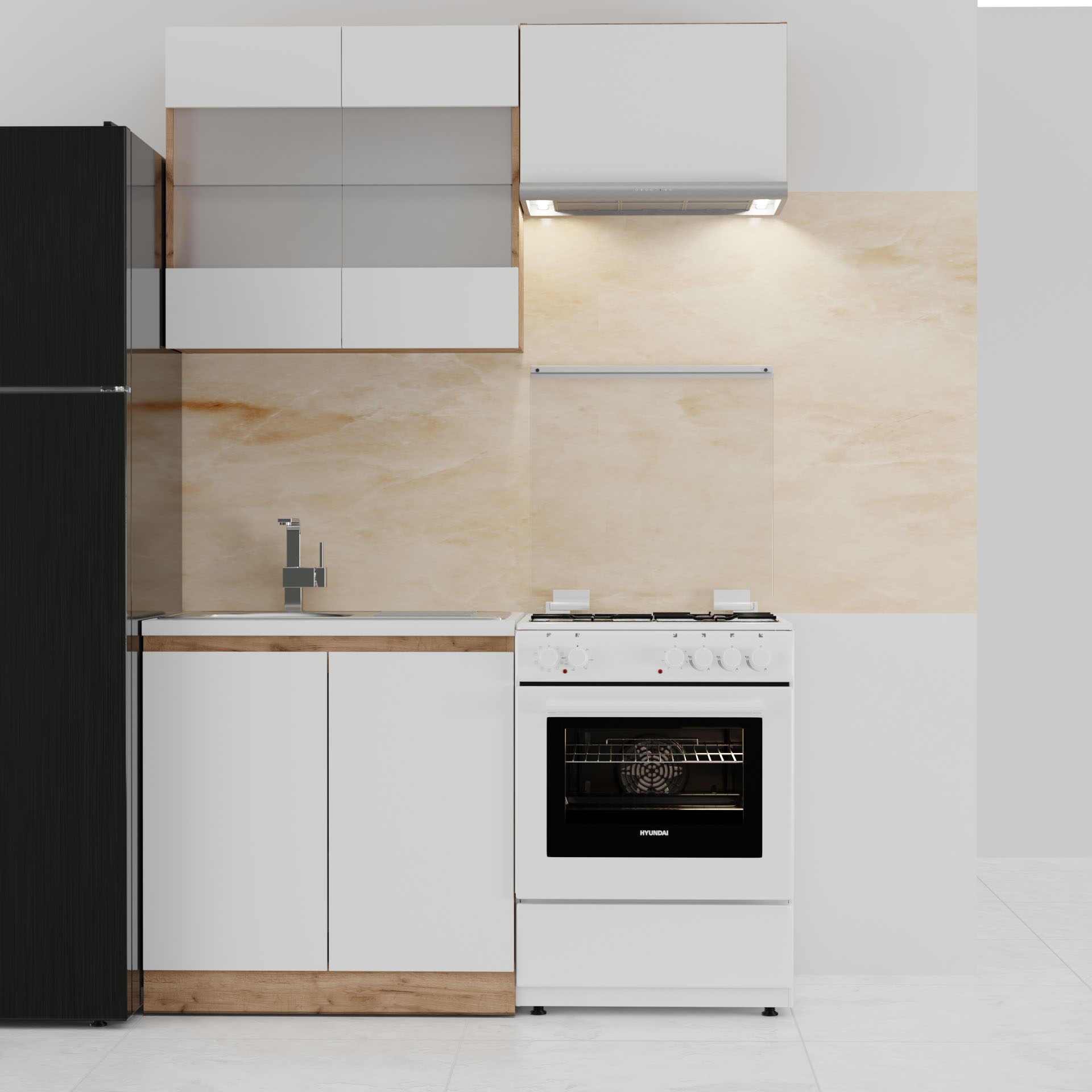 Intrahome Κουζίνα Soft Σέτ 3 Λευκό με βελανιδιά Σέτ 3 κουτιών Άνω 140εκ Κάτω 80εκ | P0903-V10 Intrahome-AI89276724-9
