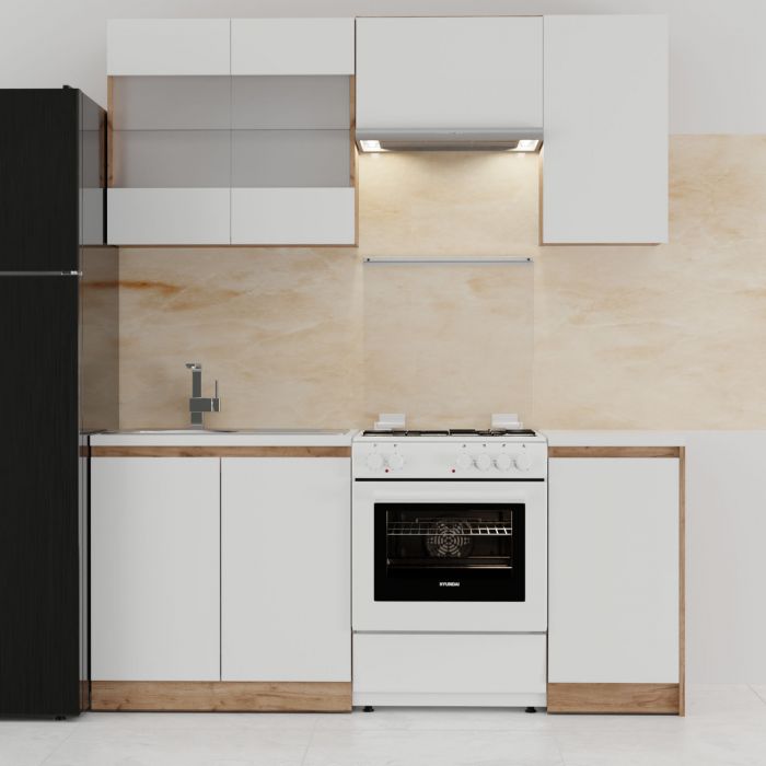 Intrahome Κουζίνα Soft Σέτ 5 Λευκό με βελανιδιά Σέτ 5 κουτιών Άνω κουτιά 180εκ Κάτω 120εκ | P0904-V10 Intrahome-AI89276725-9
