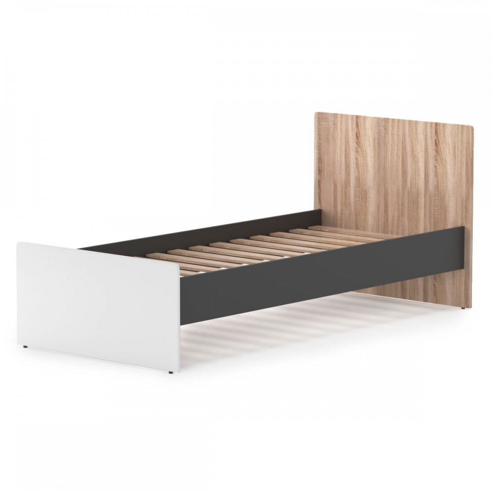 Intrahome Alex Μονό Κρεβάτι 90x200εκ Χωρίς Πάτωμα Γραφίτης-Λευκό-Sonoma 90 | P0271-V10 Intrahome-AI89276052-9