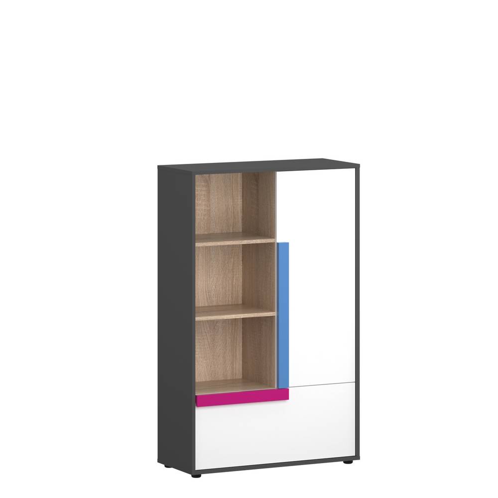 Omarket Ραφιέρα Alex 129x36x133εκ Γραφίτης-Σονόμα-Λευκό | P0260-V10 Omarket-AI89276041-9