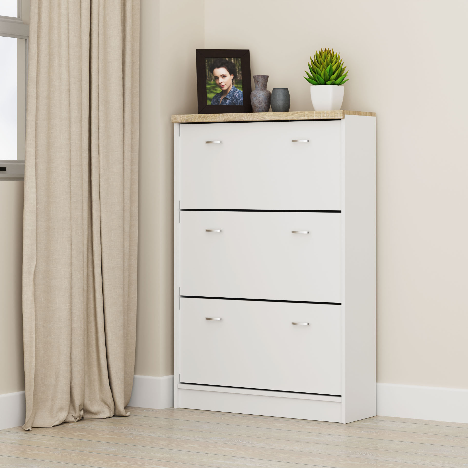 Intrahome Παπουτσοθήκη Elara Line Mix 125x27x121εκ Λευκό-Σονόμα | P0100-V10 Intrahome-AI89275881-9