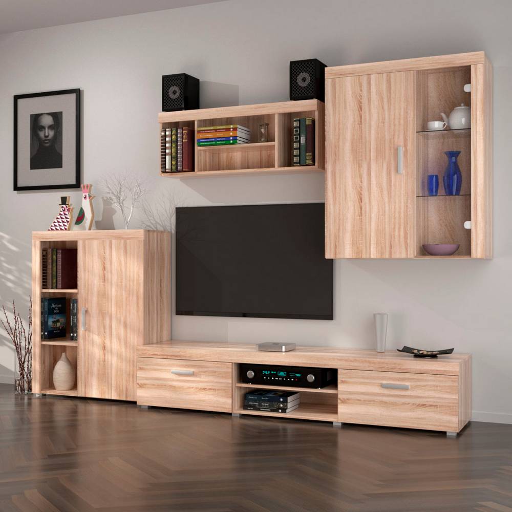 Omarket Σύνθεση Τηλεόρασης Camilla Atelier Sonoma με MDF λεπτομέρειες 363x45x210εκ | P0390-V08 Omarket-AI89276171-7