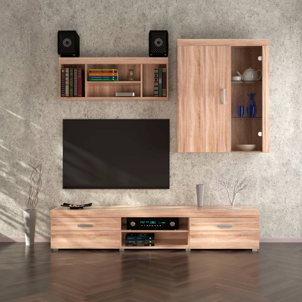 Omarket Σύνθεση Τηλεόρασης Camilla Interiors Sonoma με MDF λεπτομέρειες 267.5x45x210εκ | P0389-V07 Omarket-AI89276170-6