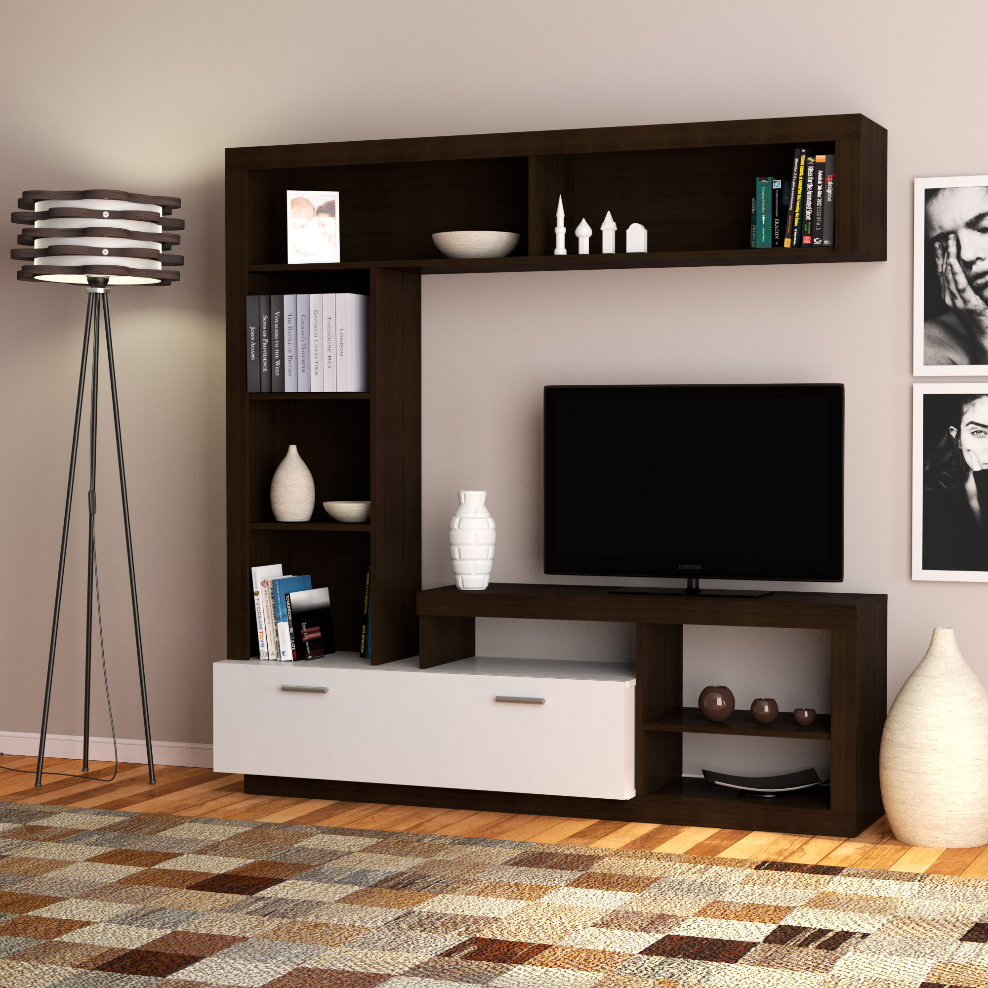 Omarket Σύνθεση Τηλεόρασης Floks 170x41x170εκ Wenge(σοκολά)-Λευκό | P0393-V01 Omarket-AI89276174