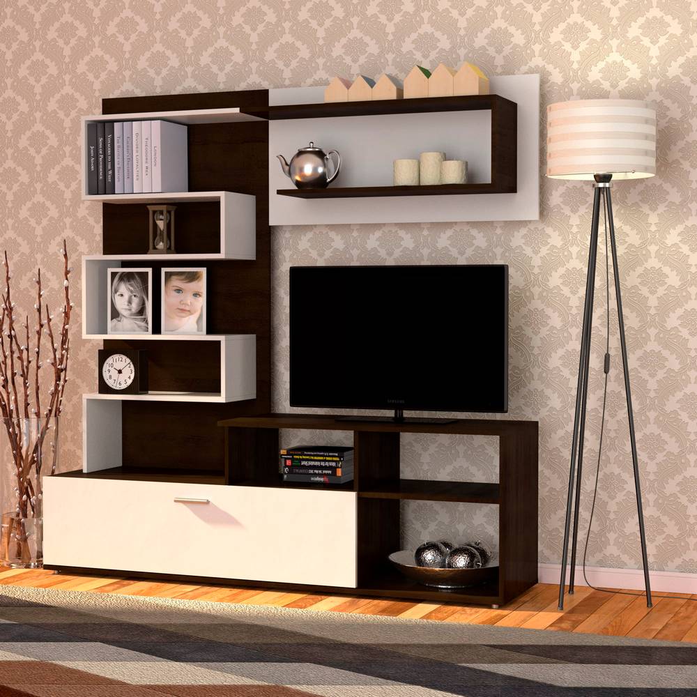Omarket Σύνθεση Τηλεόρασης Jasmin 170x41.5x170εκ Wenge(Σοκολά)-Λευκό | P0394-V01 Omarket-AI89276175