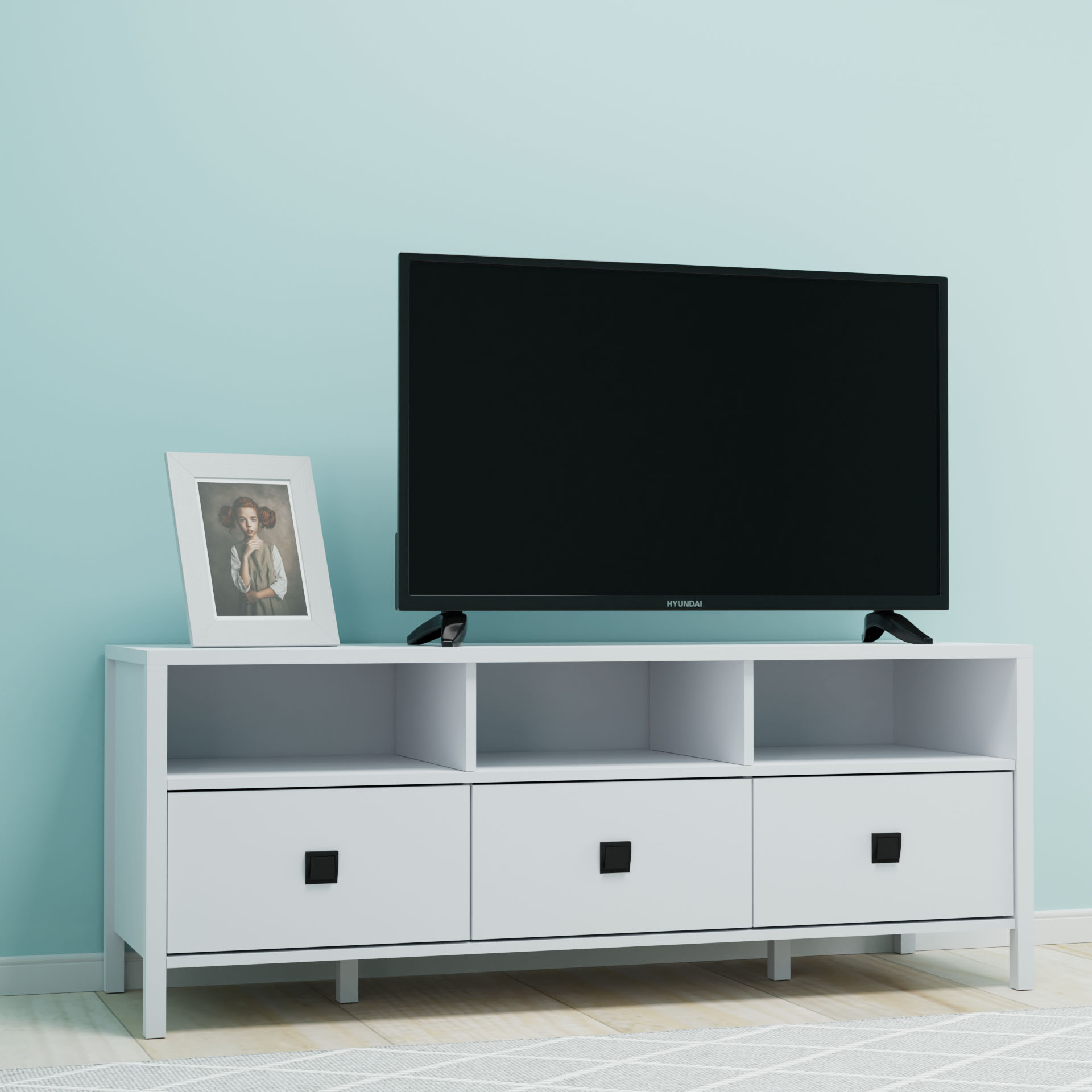 Omarket Έπιπλο TV Marocco Λευκό 154x47x57.5cm | P0334-V02 Omarket-AI89276115-1