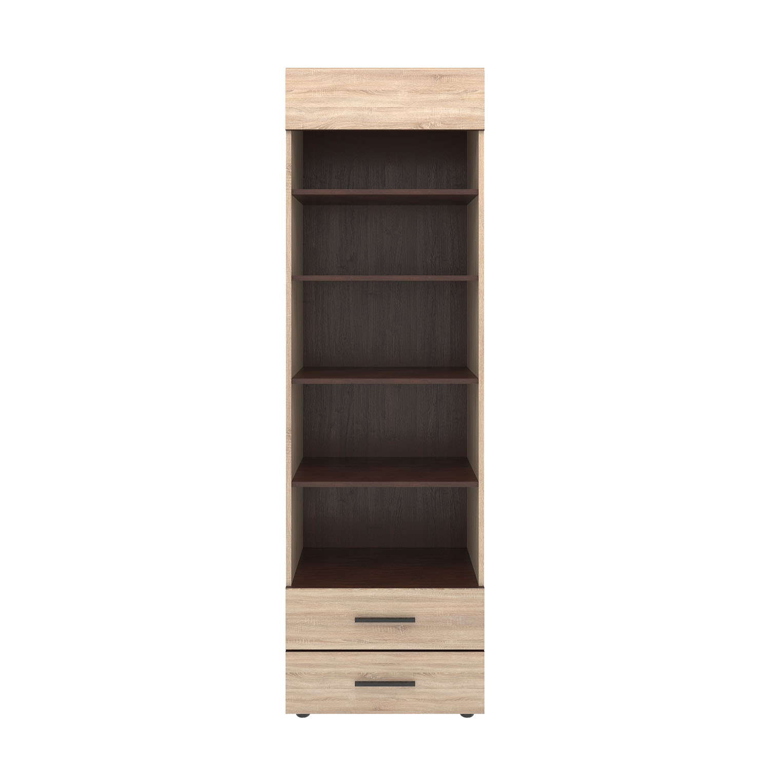 Omarket Βιβλιοθήκη Olivia Style 2S 100x41x197 Sonoma με Wenge και MDF Καμπυλωτό τελείωμα | P0256-V09 Omarket-AI89276037-8