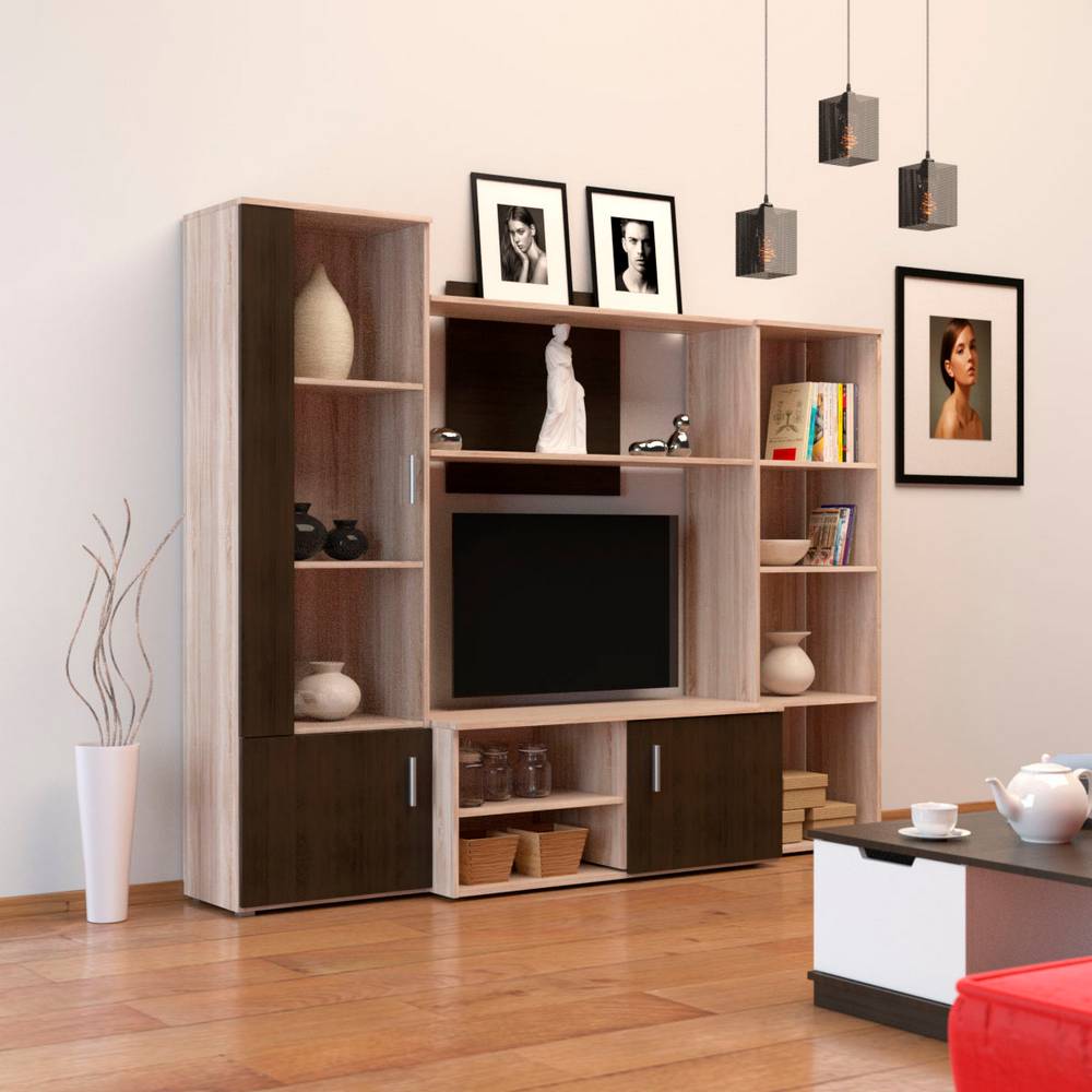 Omarket Σύνθεση Τηλεόρασης Tigra 215x51.5x177cm Σονόμα-Wenge | P0404-V01 Omarket-AI89276185