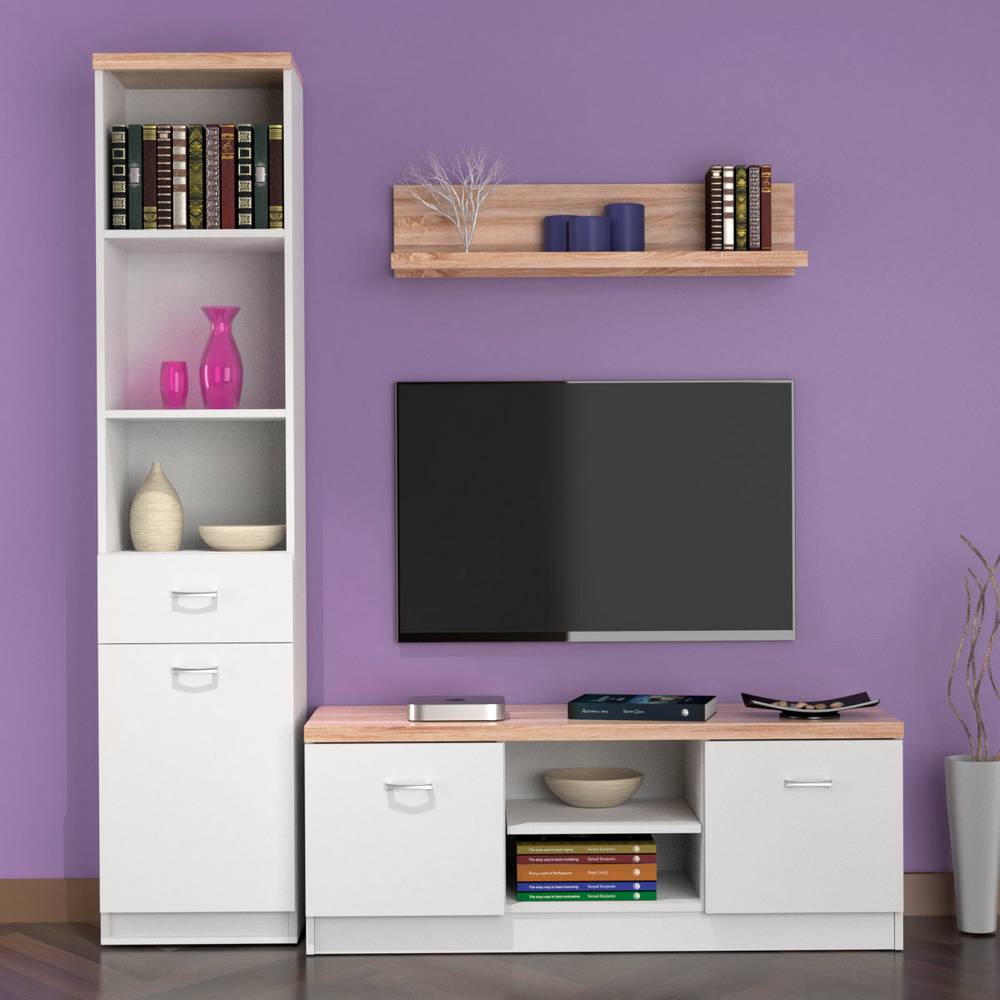 Intrahome Σύνθεση Τηλεόρασης Danielle Concept MIX 205x42x183cm Λευκό-Sonoma | P0406-V10 Intrahome-AI89276187-9