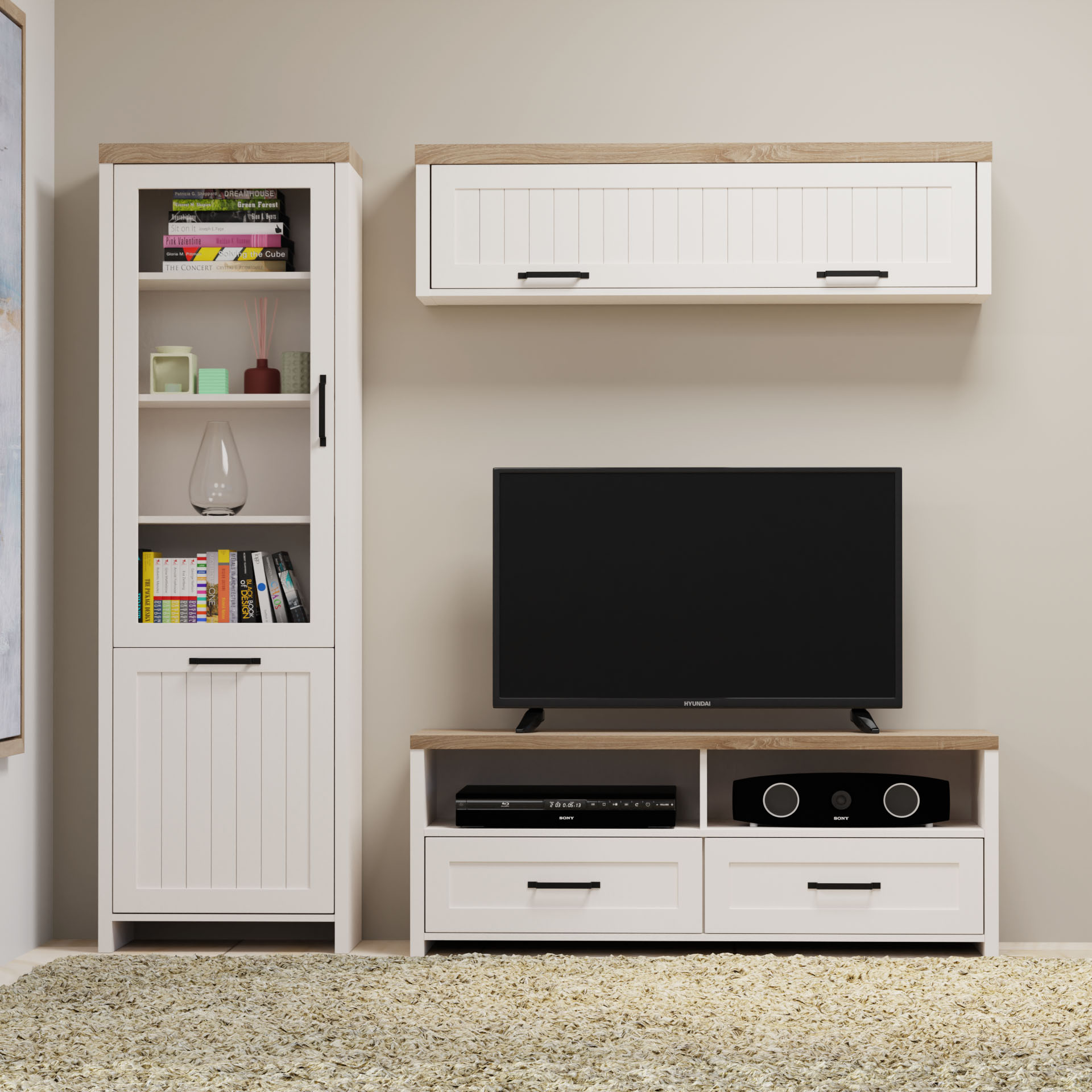 Intrahome Σύνθεση Τηλεόρασης VERNE 242.6x45x191.6εκ Λευκό-Φυσικός Δρυς | P0407-V10 Intrahome-AI89276188-9