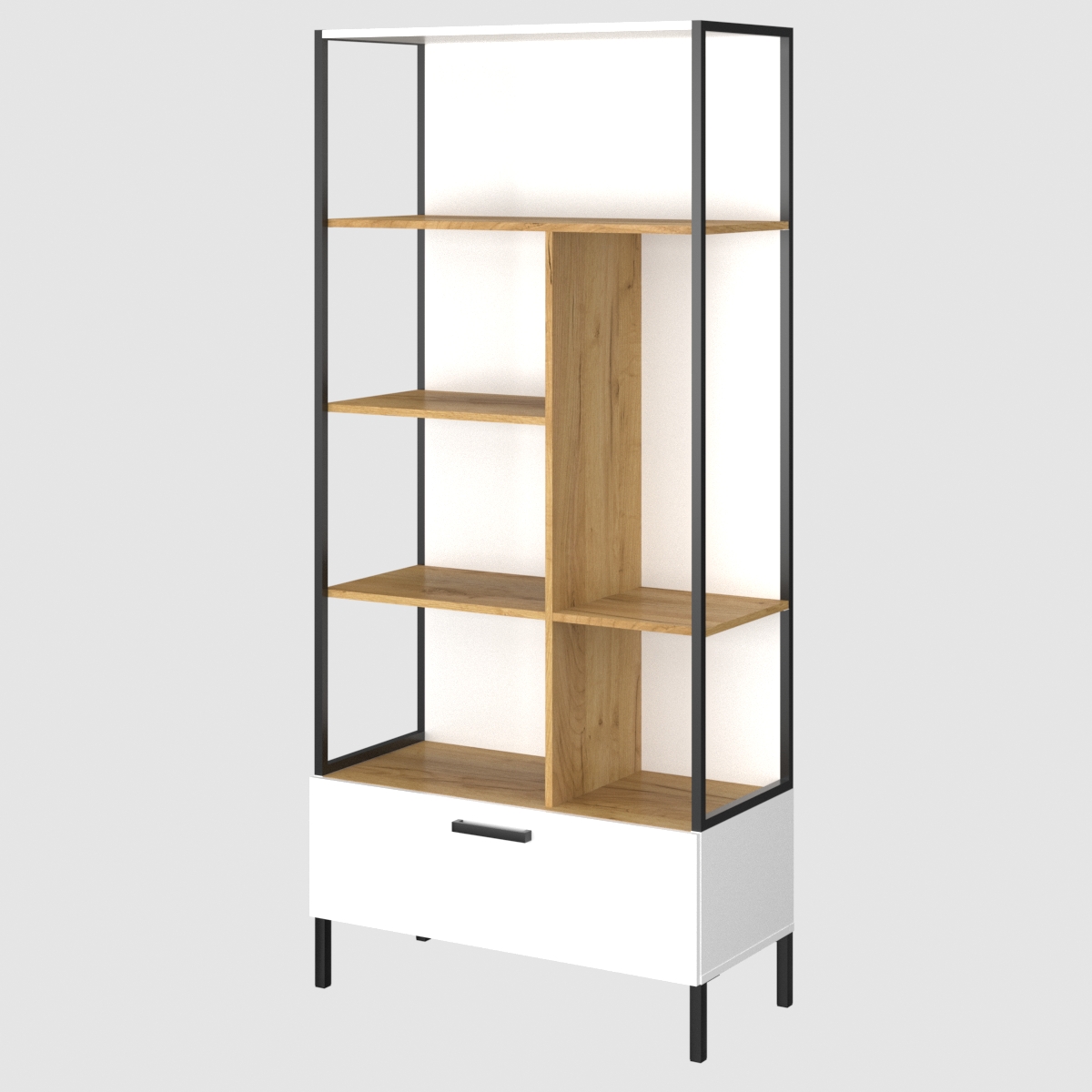 Omarket Βιβλιοθήκη Olivia Edition Χρυσό Δρυς-Λευκό 100x42x197.5cm | P0254-V03 Omarket-AI89276035-2