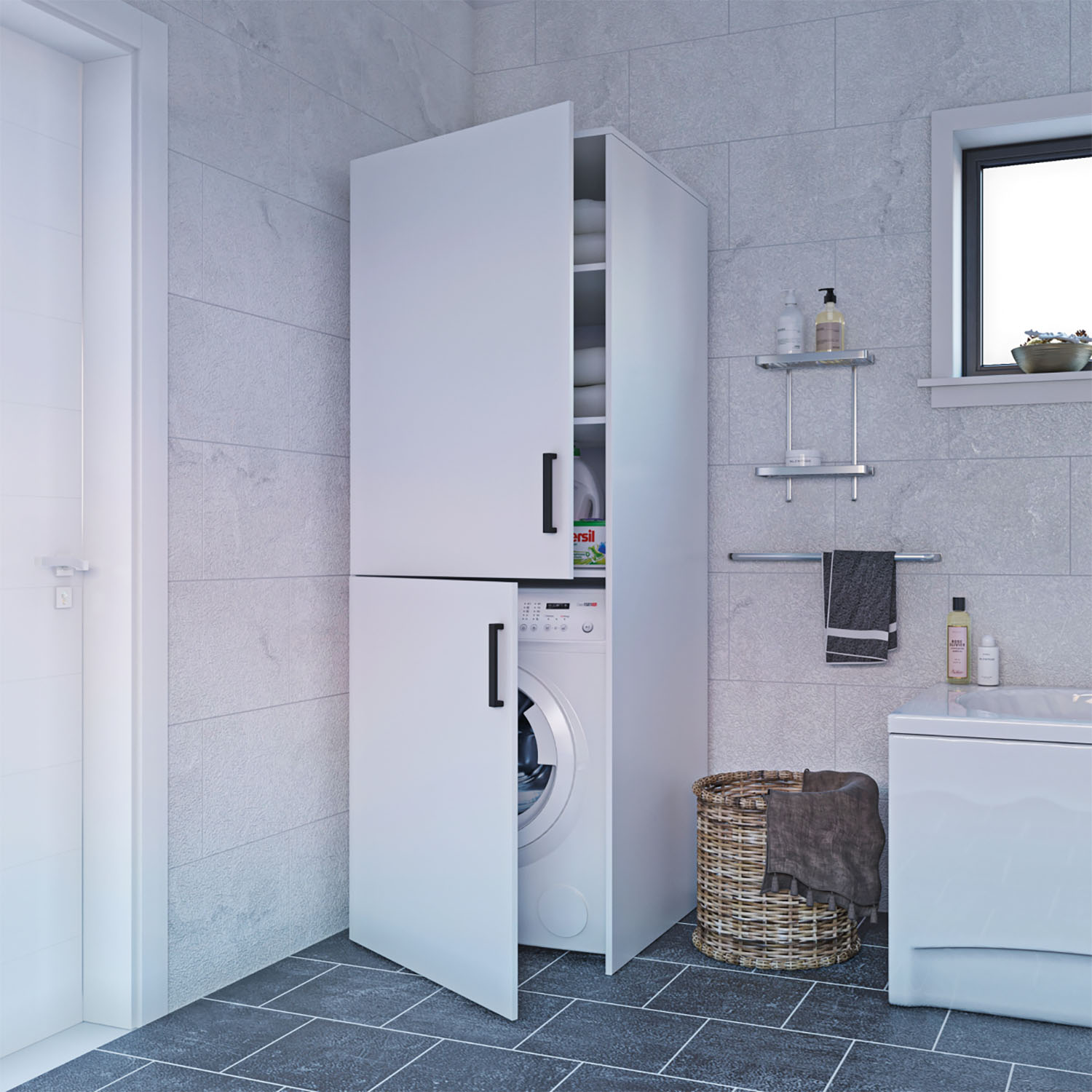 Intrahome Ντουλάπα Πλυντηρίου Laundry Λευκό 115x68x190cm | P0911-V10 Intrahome-AI89276732-9