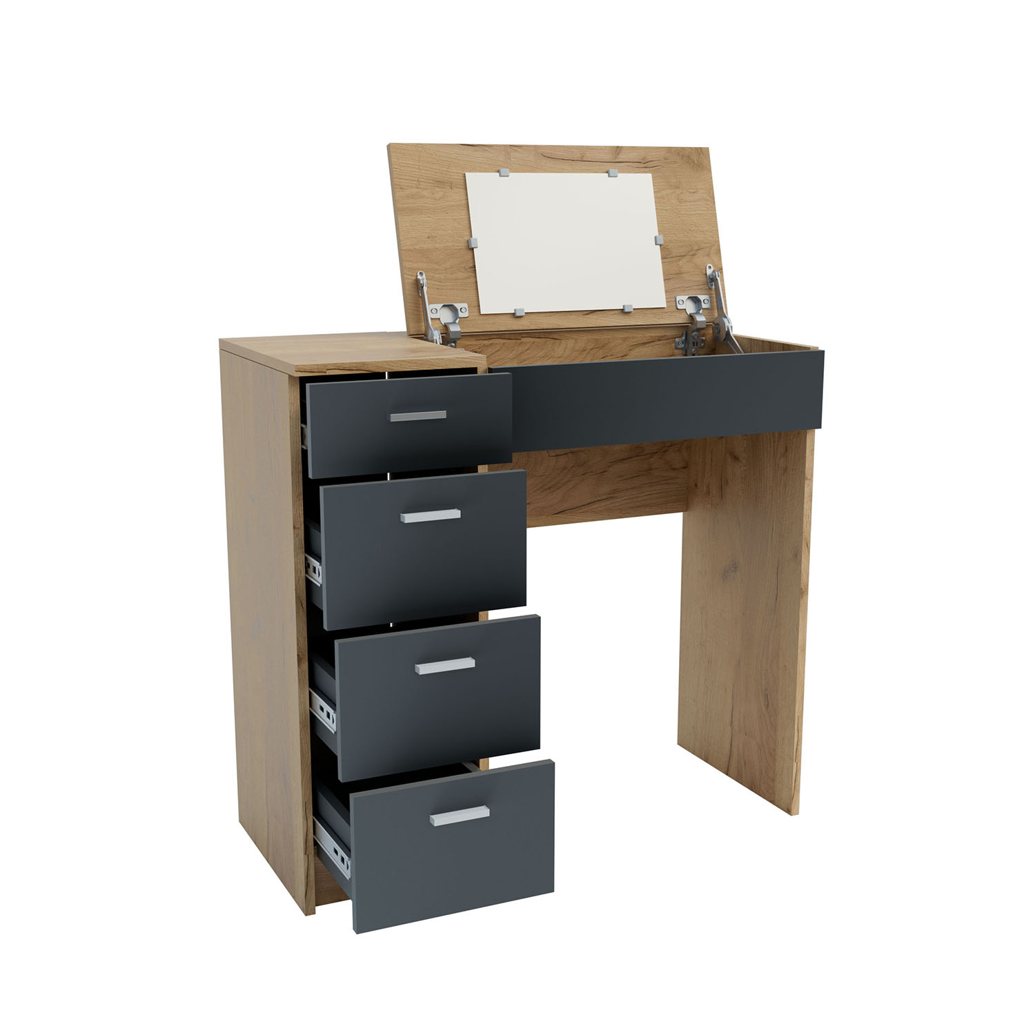 Intrahome Τουαλέτα Tab Χρυσό Δρυς-Γραφίτη 135x42x82-110cm | P0058-V10 Intrahome-AI89275839-9